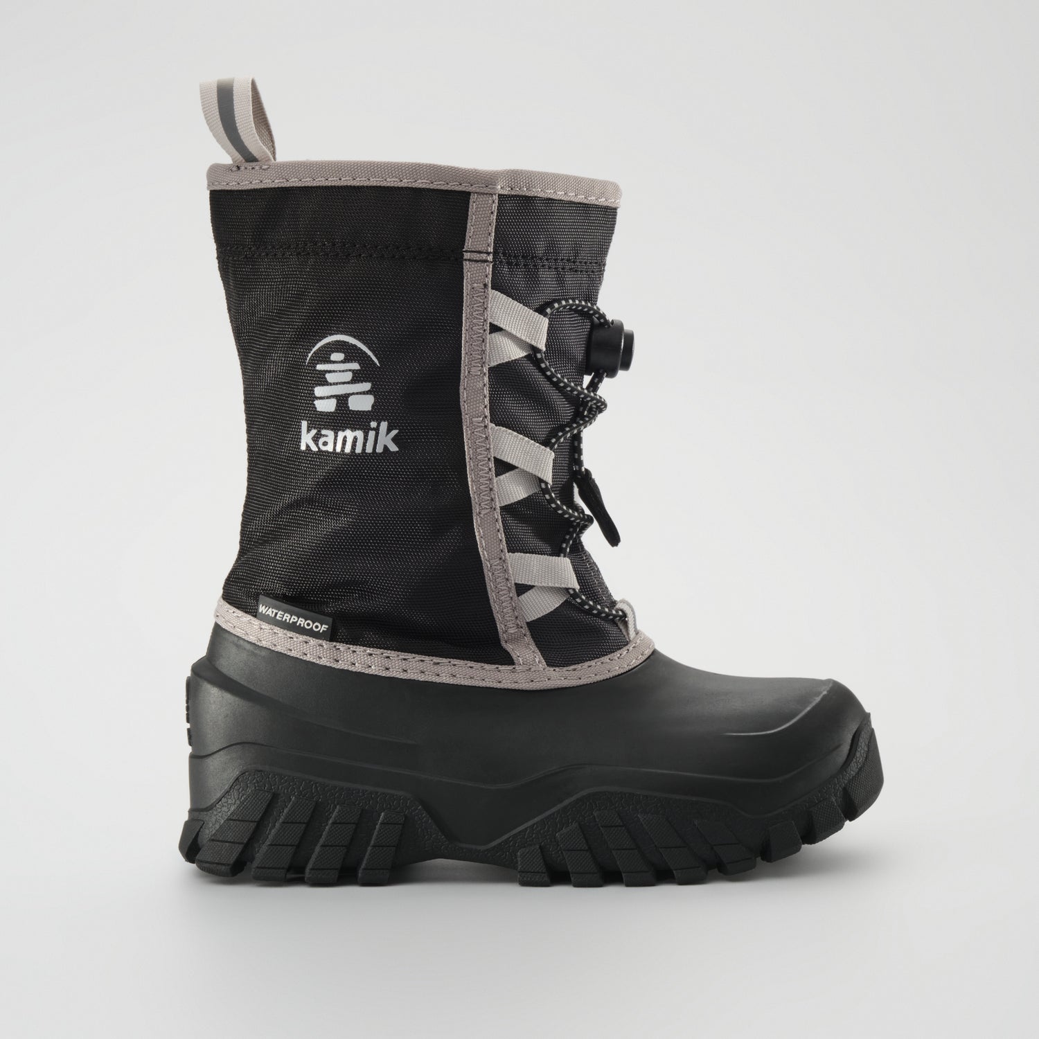 Black-Charcoal,Noir-Charbon : Freezie Kids Winter Boots - Side View