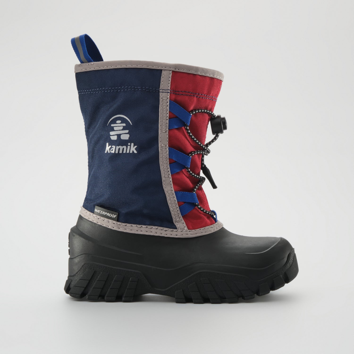 Navy-Red,Marine-Rouge : Freezie Kids Winter Boots - Side View