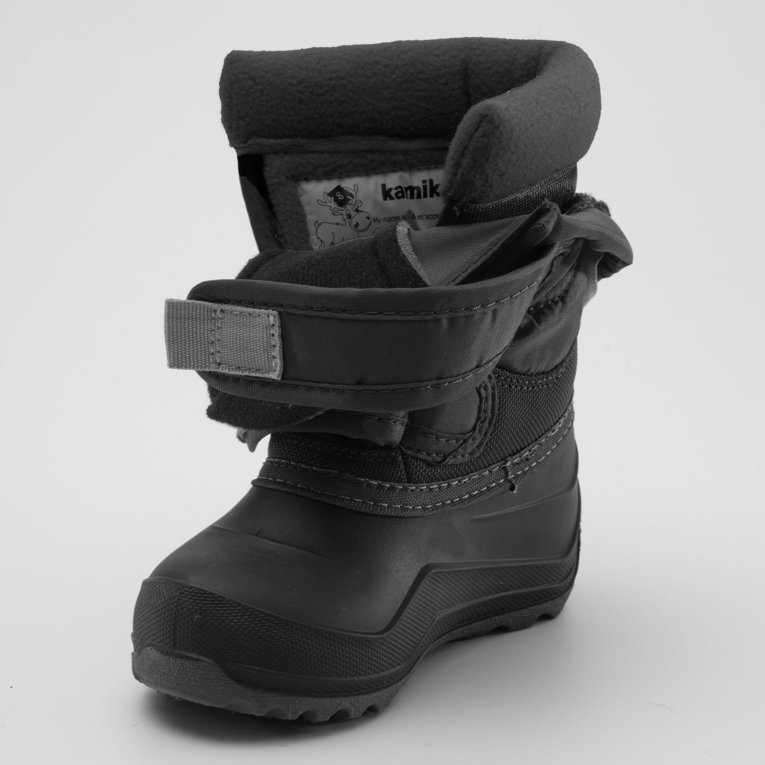 Black,Noir : Hibou Toddlers Winter Boots - Three-Quarter Left View