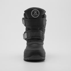 Black,Noir : Hibou Toddlers Winter Boots - Front View