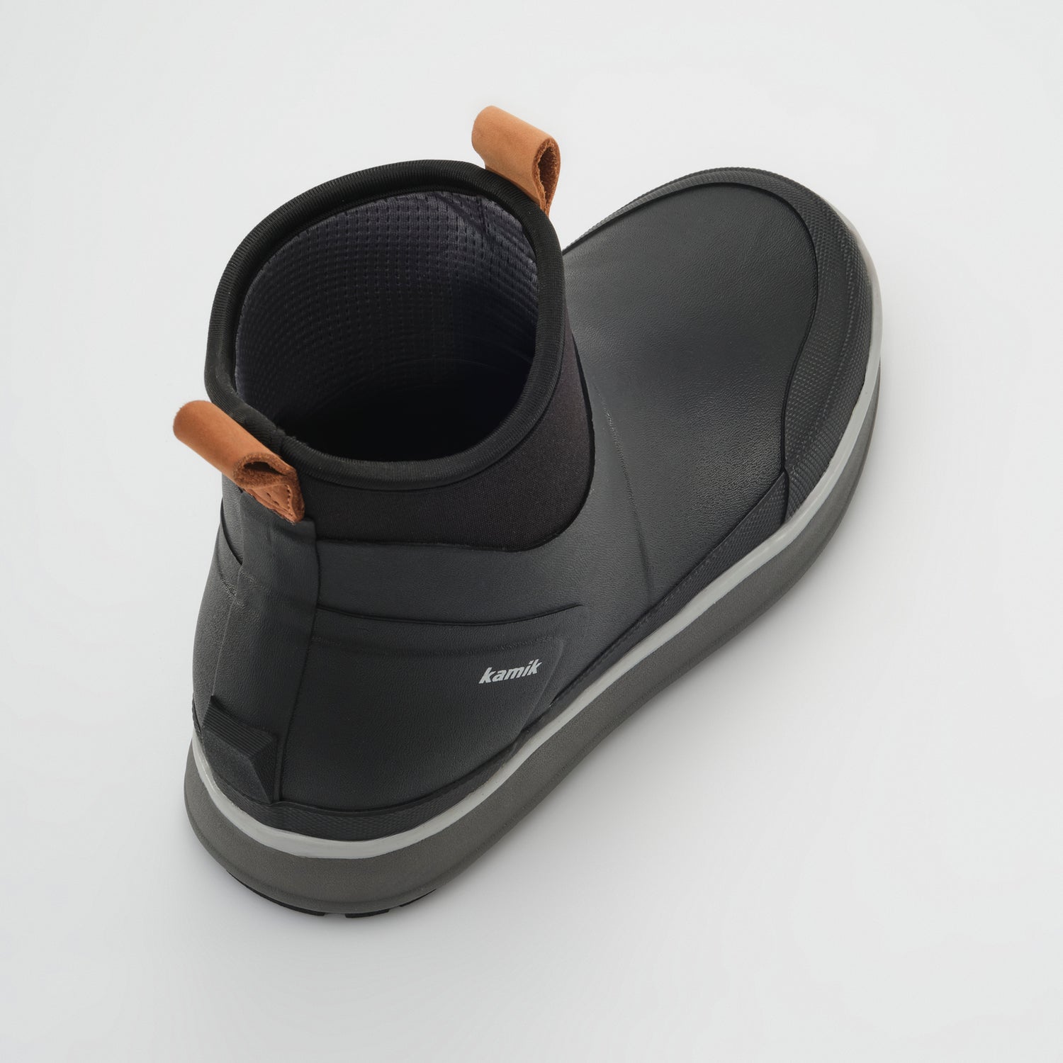 Black,Noir : Lowtide Women's Rain Boots - Three-Quarter Back View