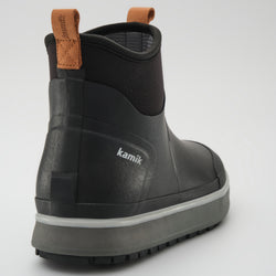 Black,Noir : Lowtide Men's Rain Boots - Three-Quarter Back View