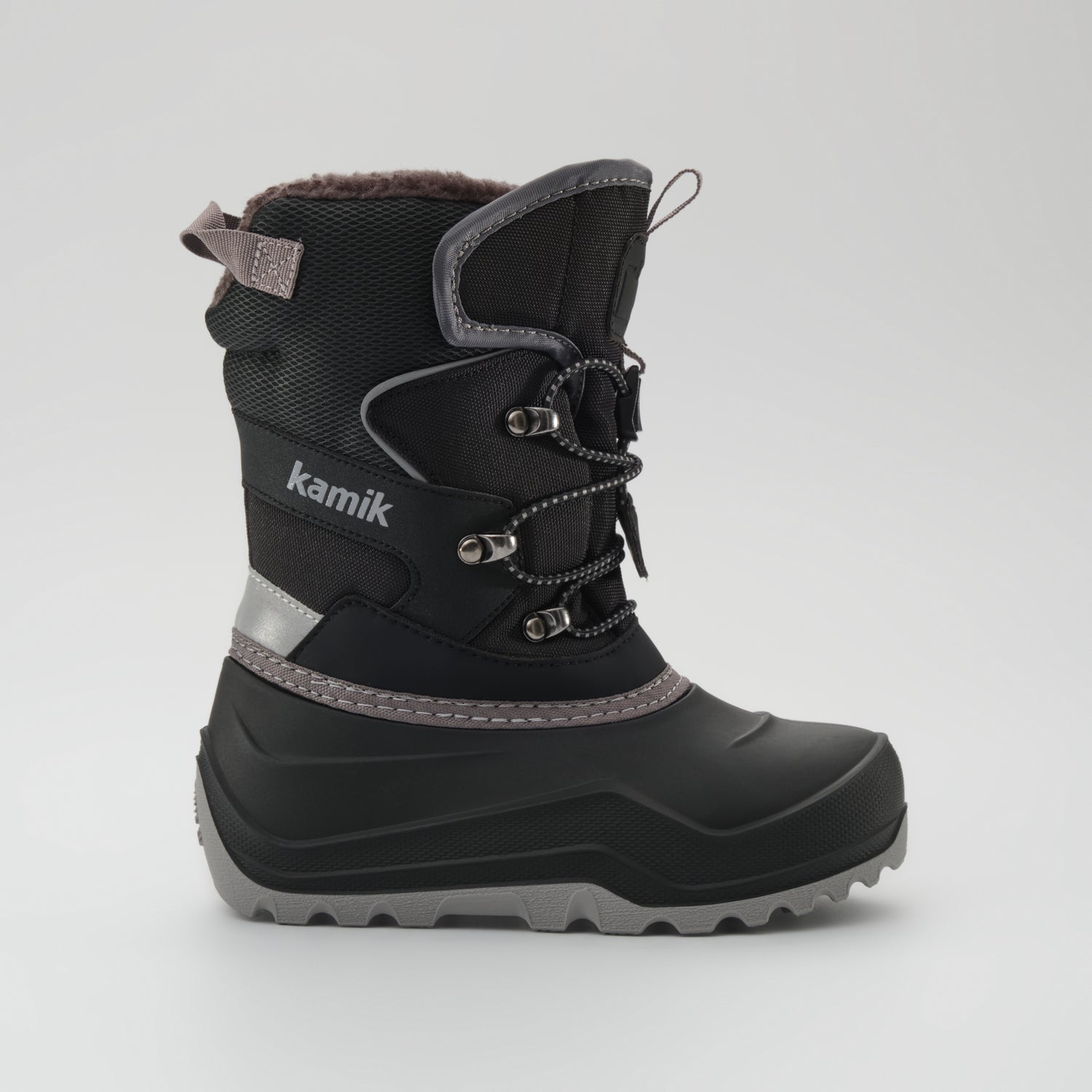Black,Noir : Luke EZ Kids Winter Boots - Side View