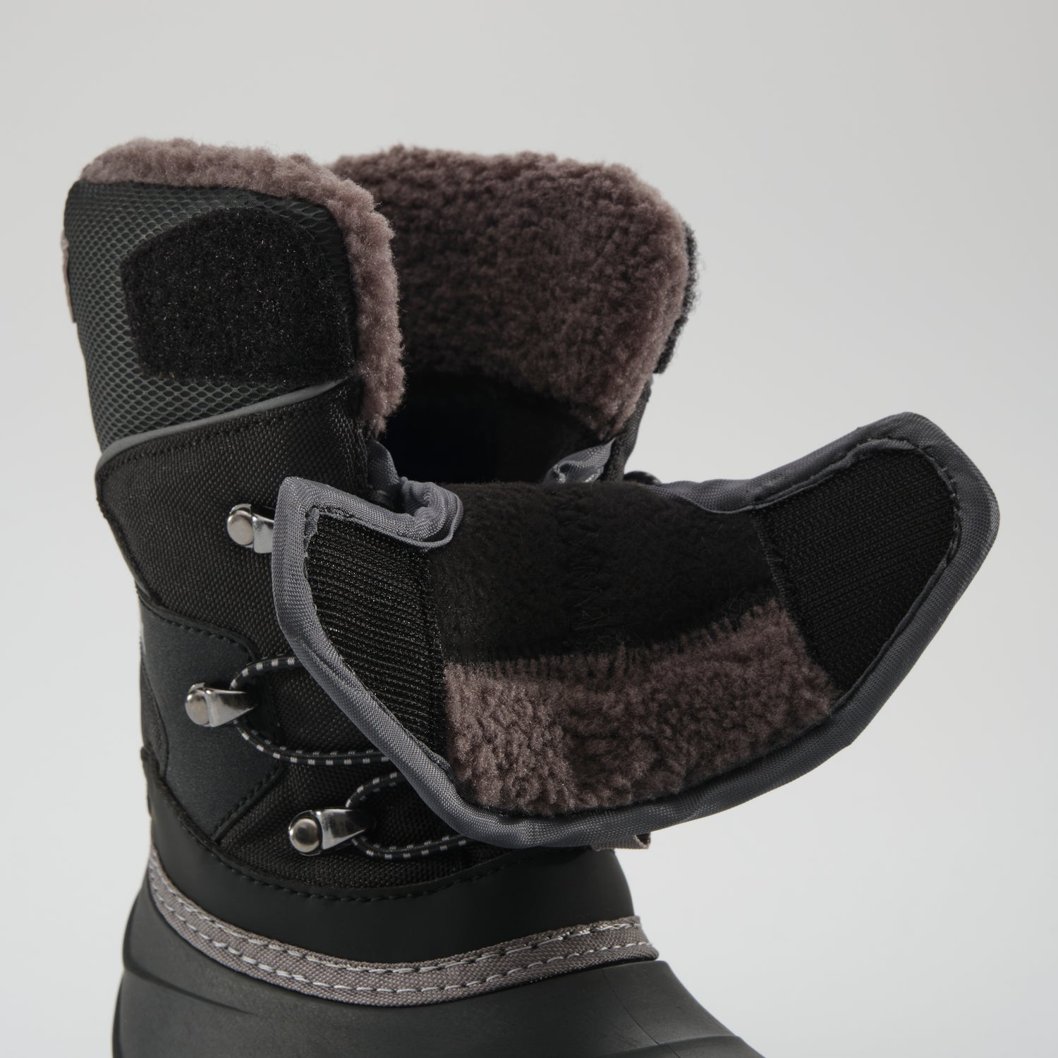Black,Noir : Luke EZ Kids Winter Boots - Open View