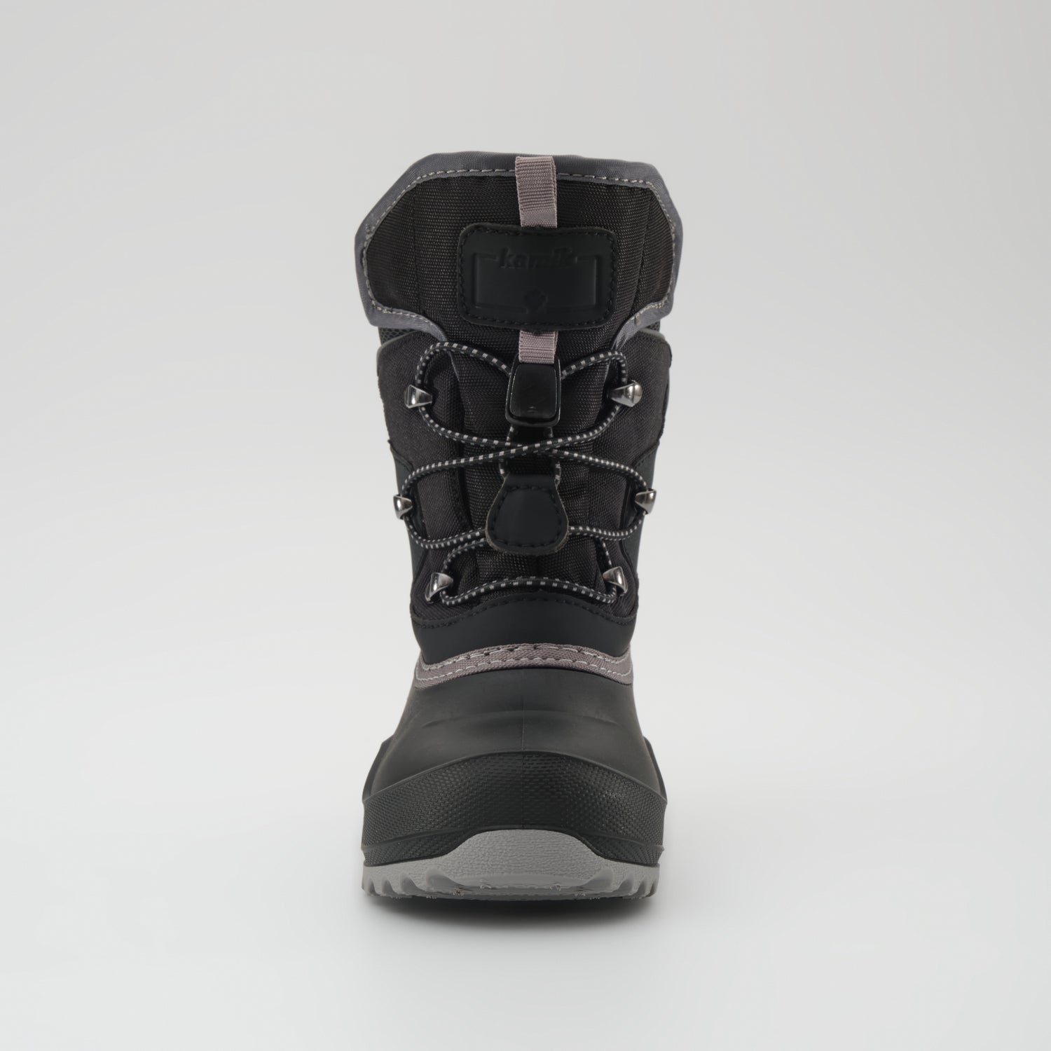 Black,Noir : Luke EZ Kids Winter Boots - Front View