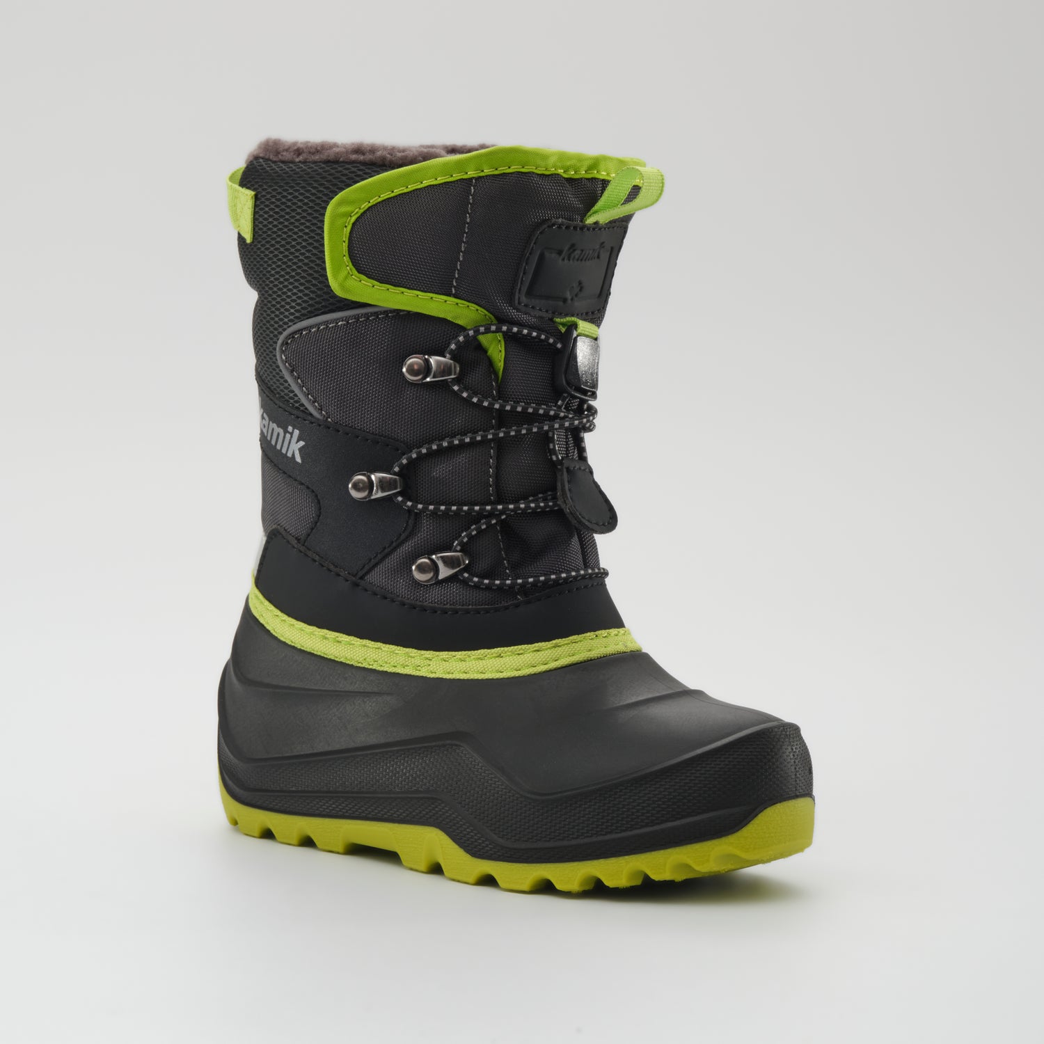 Charcoal-Lime,Charbon-Lime : Luke EZ Kids Winter Boots - Main View