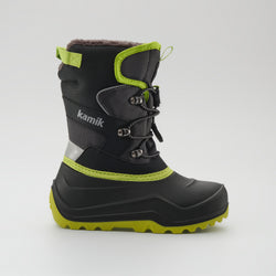 Charcoal-Lime,Charbon-Lime : Luke EZ Kids Winter Boots - Side View