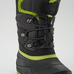 Charcoal-Lime,Charbon-Lime : Luke EZ Kids Winter Boots - Laces View