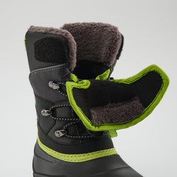 Charcoal-Lime,Charbon-Lime : Luke EZ Kids Winter Boots - Open View
