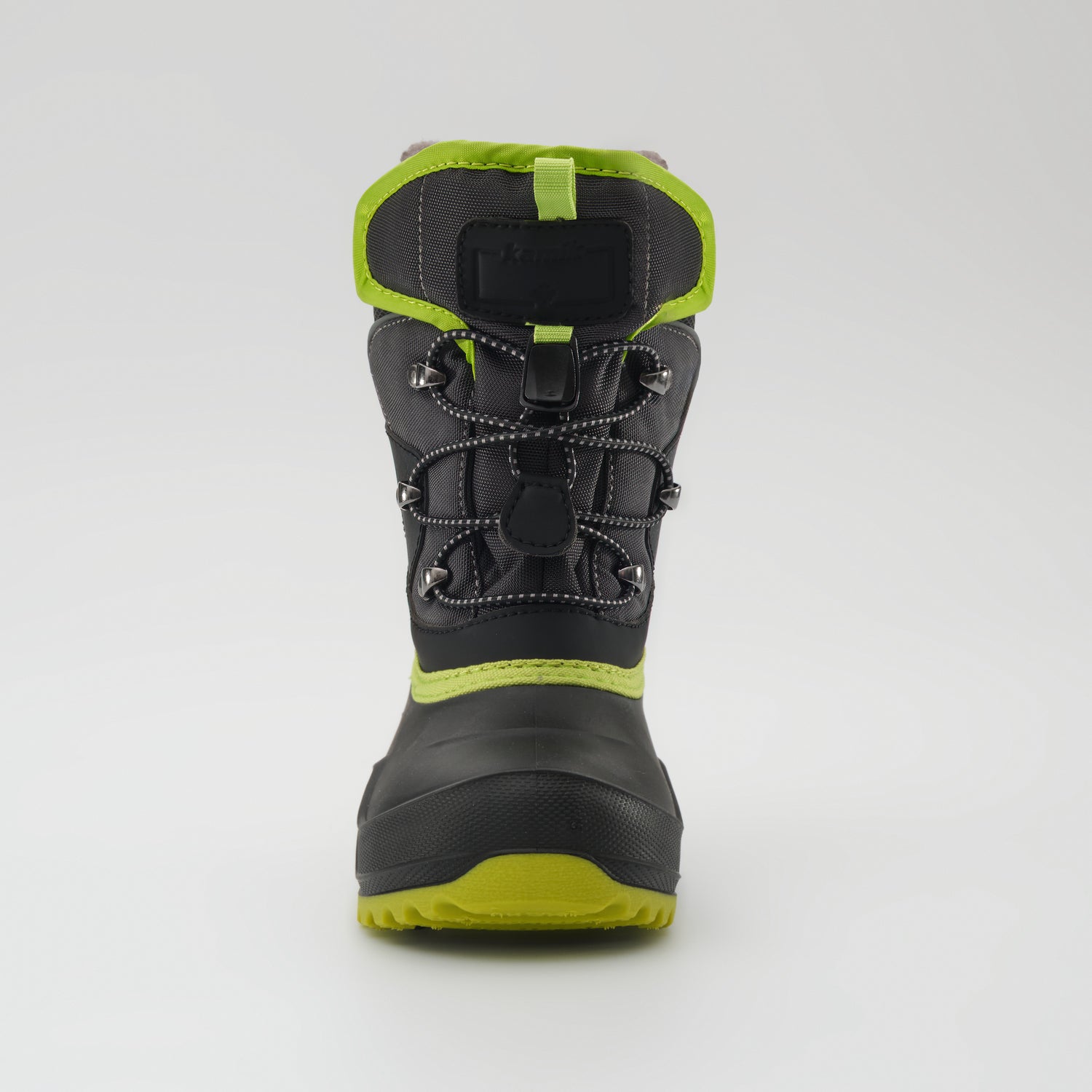 Charcoal-Lime,Charbon-Lime : Luke EZ Kids Winter Boots - Front View
