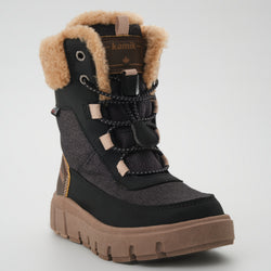 Black-Brown,Noir-Brun : Seeker F Kids Winter Boots - Close-up Front View