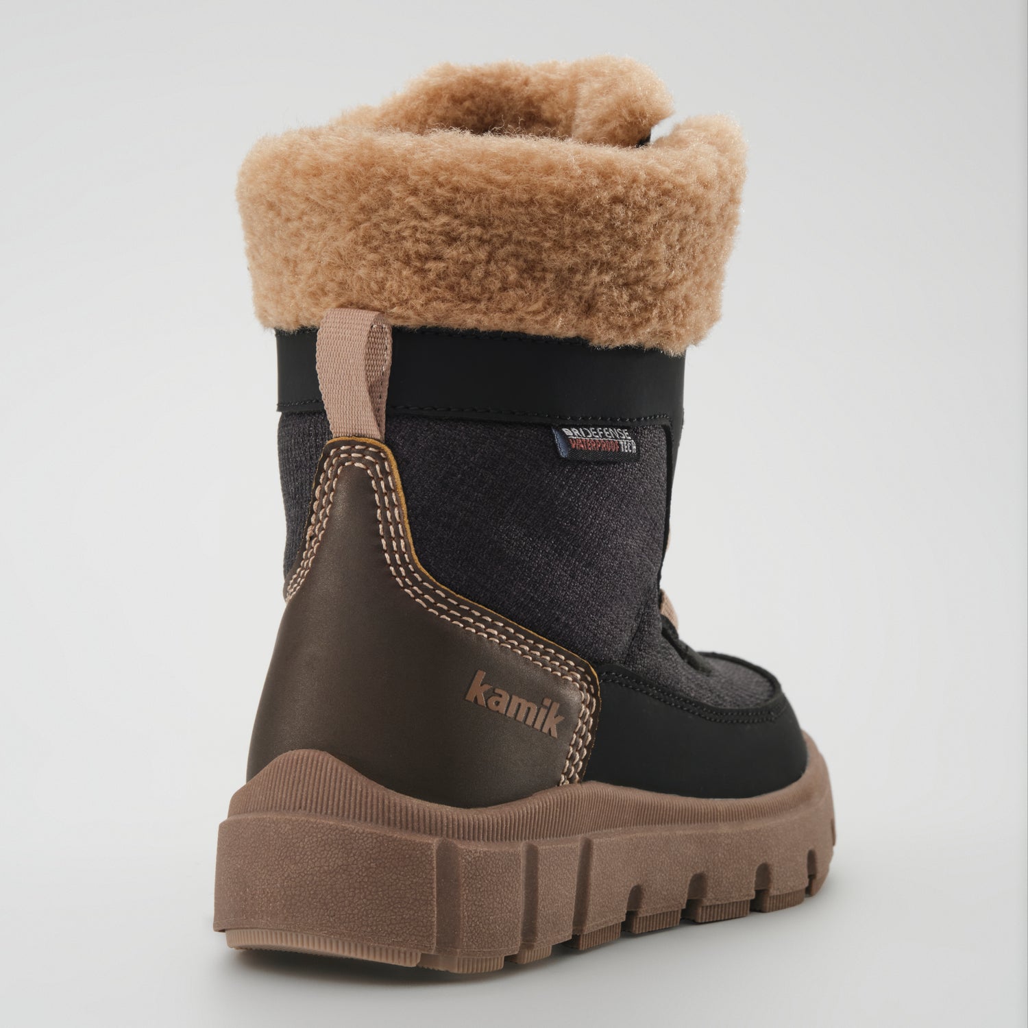 Black-Brown,Noir-Brun : Seeker F Kids Winter Boots - Close-up Back View