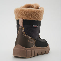 Black-Brown,Noir-Brun : Seeker F Kids Winter Boots - Close-up Back View