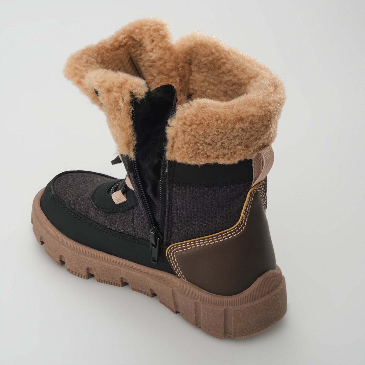 Black-Brown,Noir-Brun : Seeker F Kids Winter Boots - Zipper View