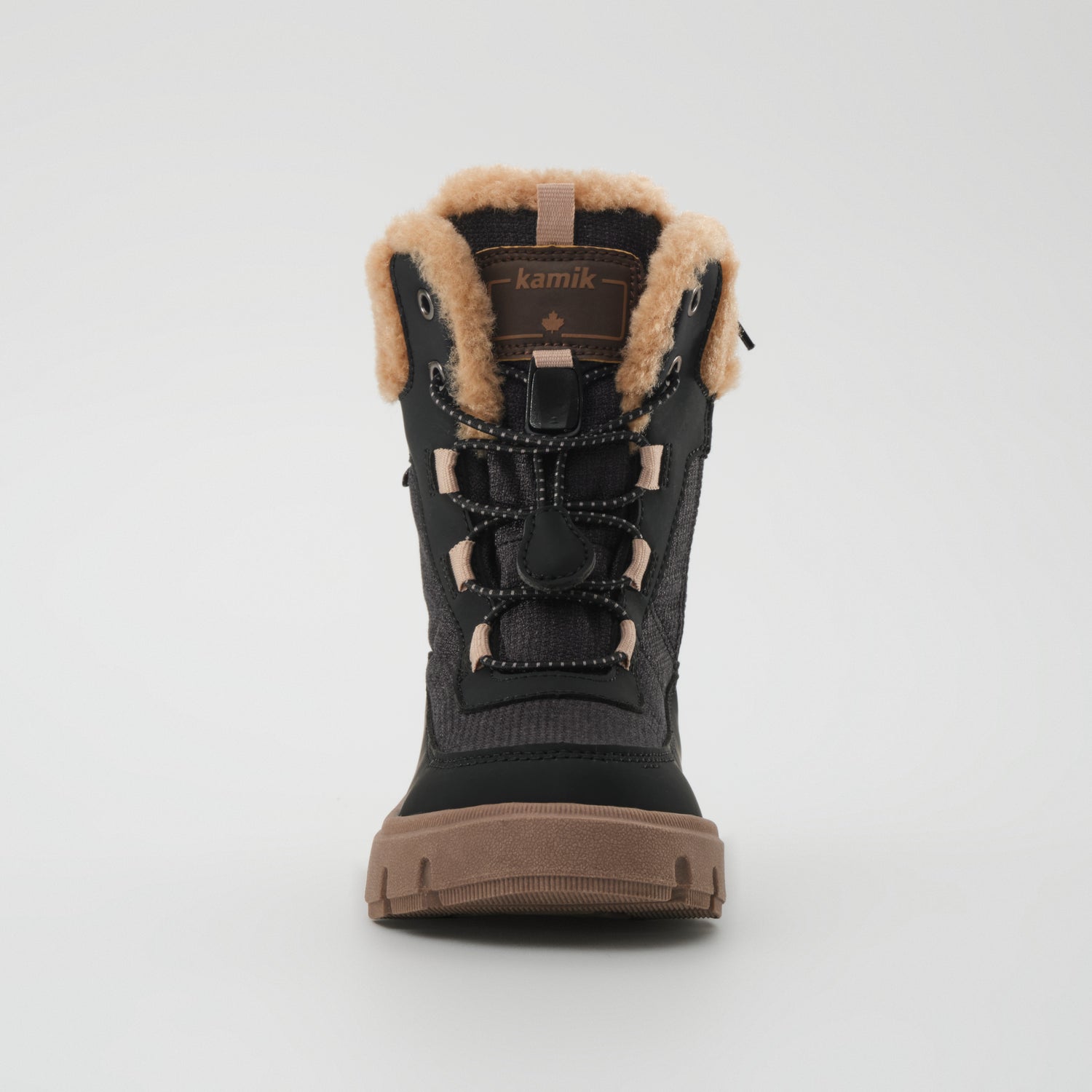 Black-Brown,Noir-Brun : Seeker F Kids Winter Boots - Front View