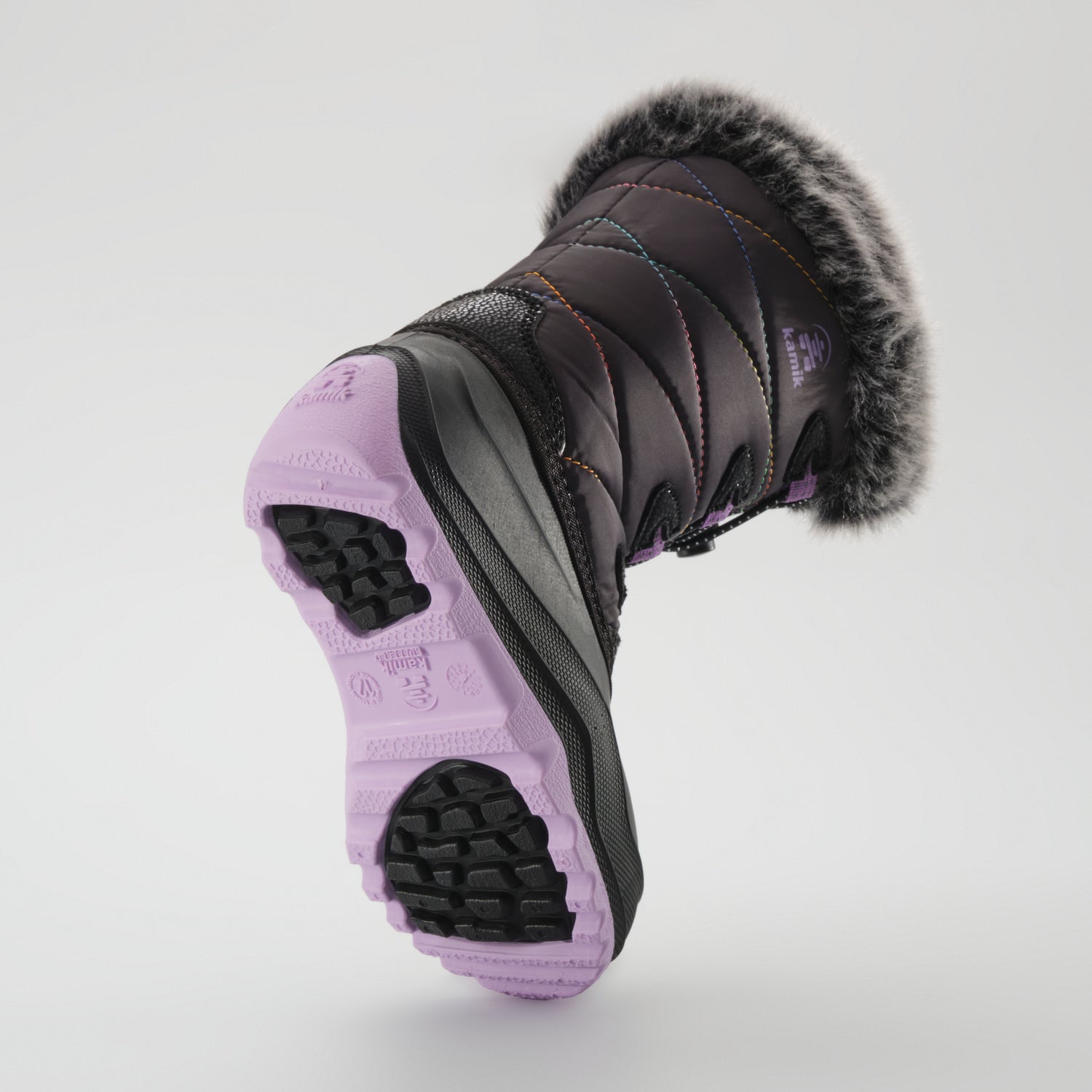 Charcoal-Purple,Charbon-Violet : Snowangel Kids Winter Boots - Outsole View