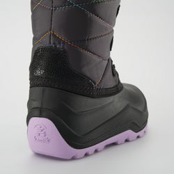 Charcoal-Purple,Charbon-Violet : Snowangel Kids Winter Boots - Close-up Back View