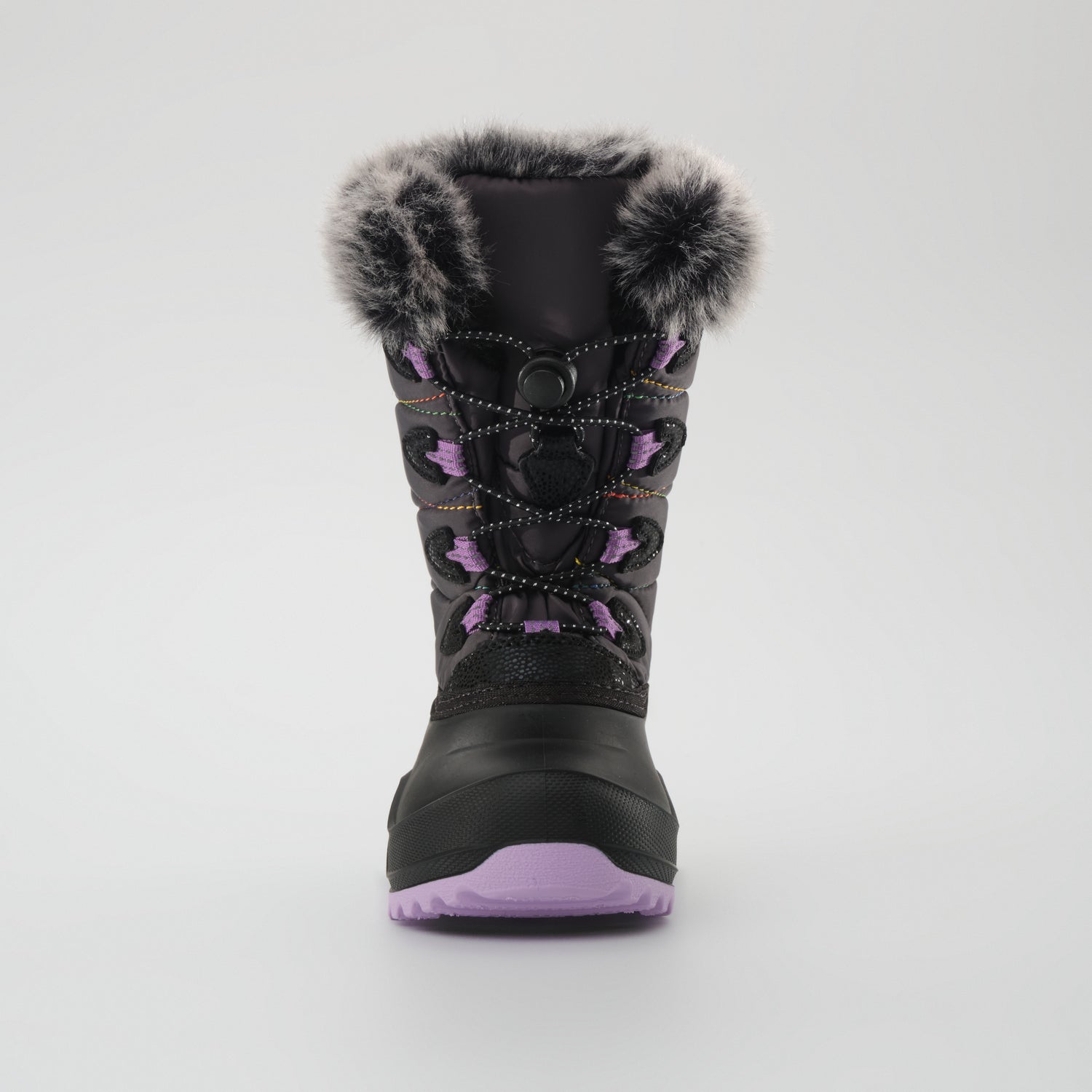 Charcoal-Purple,Charbon-Violet : Snowangel Kids Winter Boots - Front View