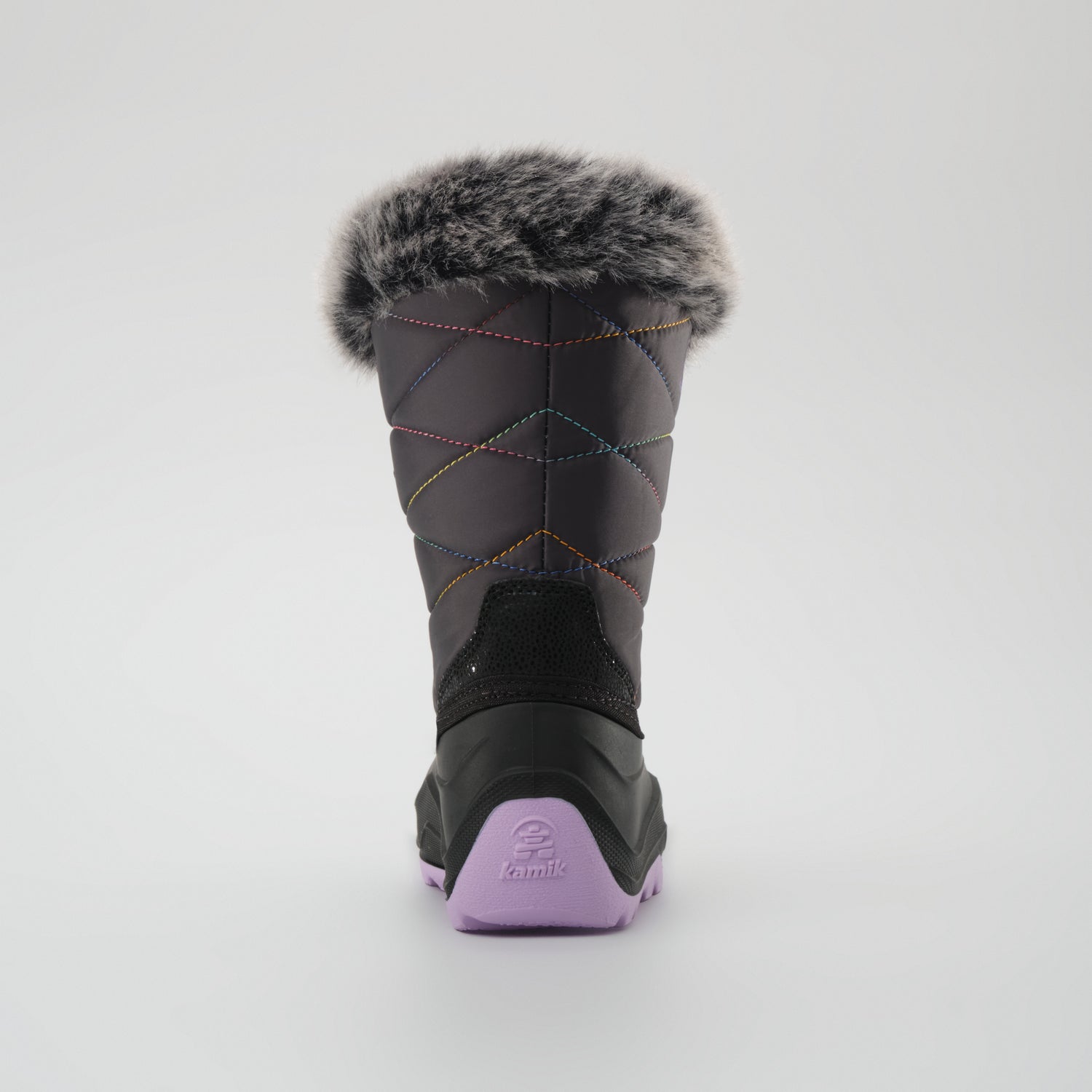 Charcoal-Purple,Charbon-Violet : Snowangel Kids Winter Boots - Back View