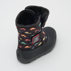 Black,Noir : Snowbug 7 Print Toddlers Winter Boots - Three-Quarter Back View