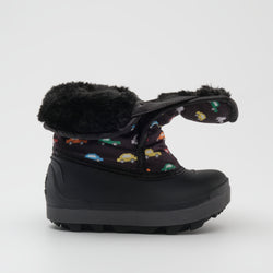 Black,Noir : Snowbug 7 Print Toddlers Winter Boots - Side Open View