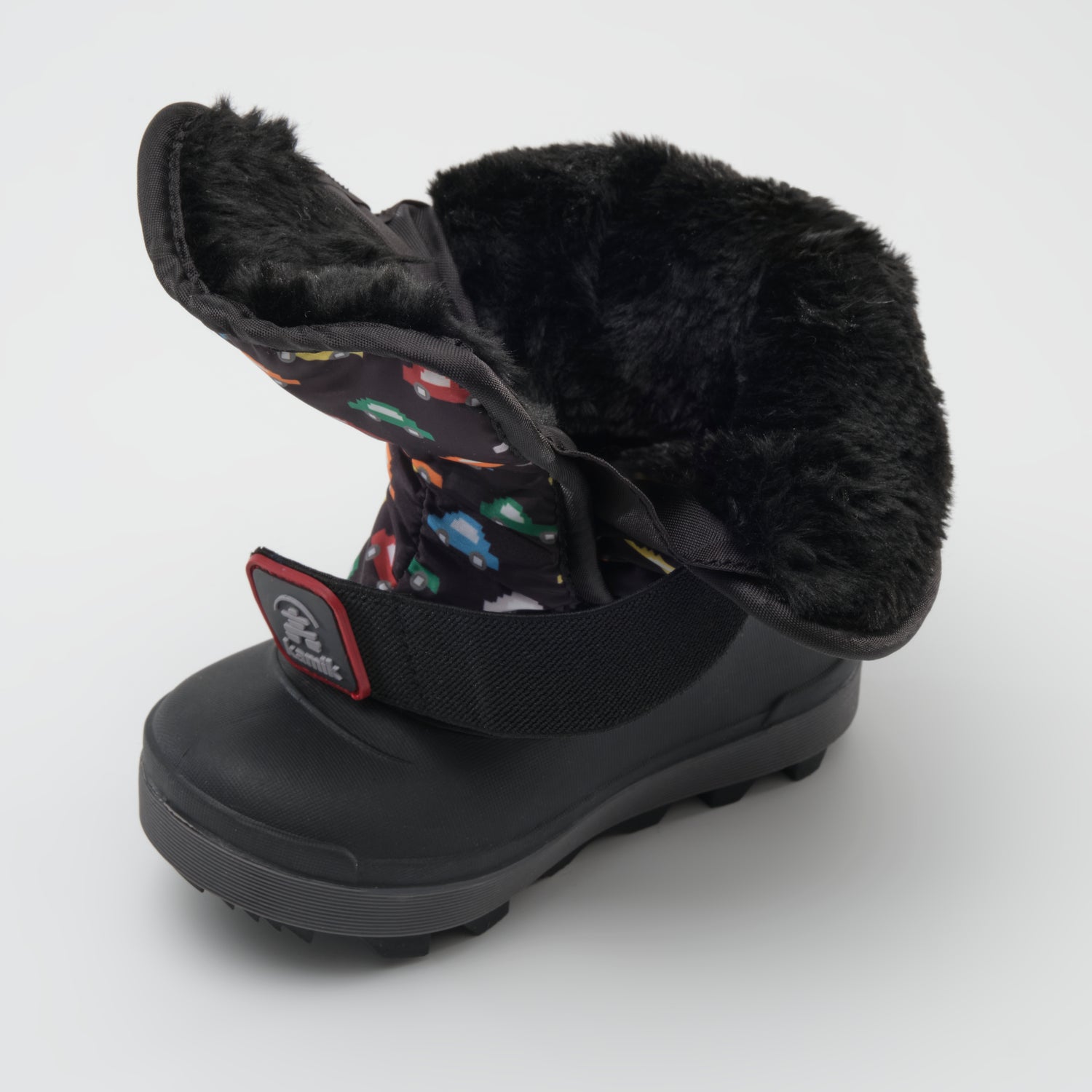 Black,Noir : Snowbug 7 Print Toddlers Winter Boots - Three-Quarter Front View