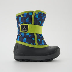 Navy-Lime,Marine-Lime : Snowbug 7 Print Toddlers Winter Boots - Side View