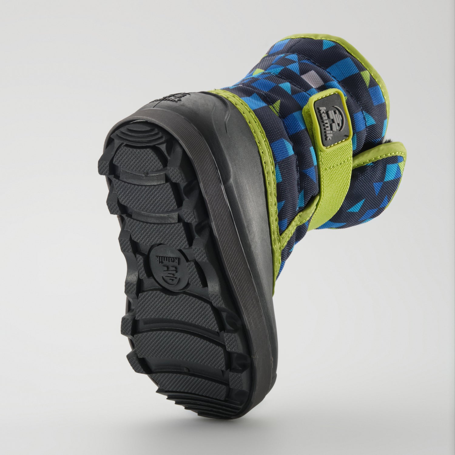 Navy-Lime,Marine-Lime : Snowbug 7 Print Toddlers Winter Boots - Outsole View