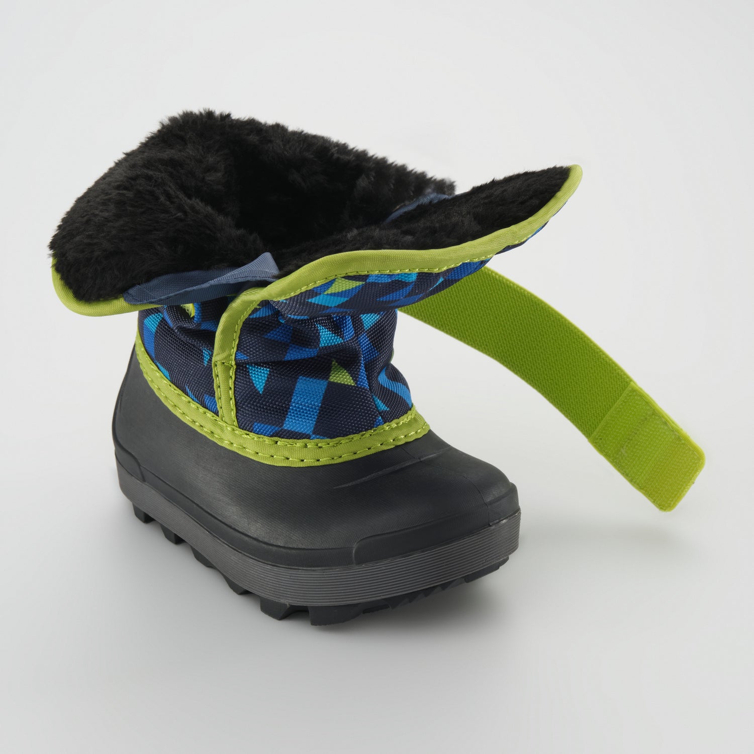 Navy-Lime,Marine-Lime : Snowbug 7 Print Toddlers Winter Boots - Three-Quarter Front View