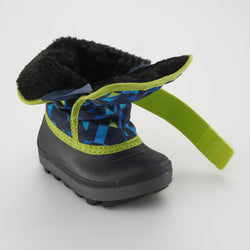 Navy-Lime,Marine-Lime : Snowbug 7 Print Toddlers Winter Boots - Three-Quarter Front View