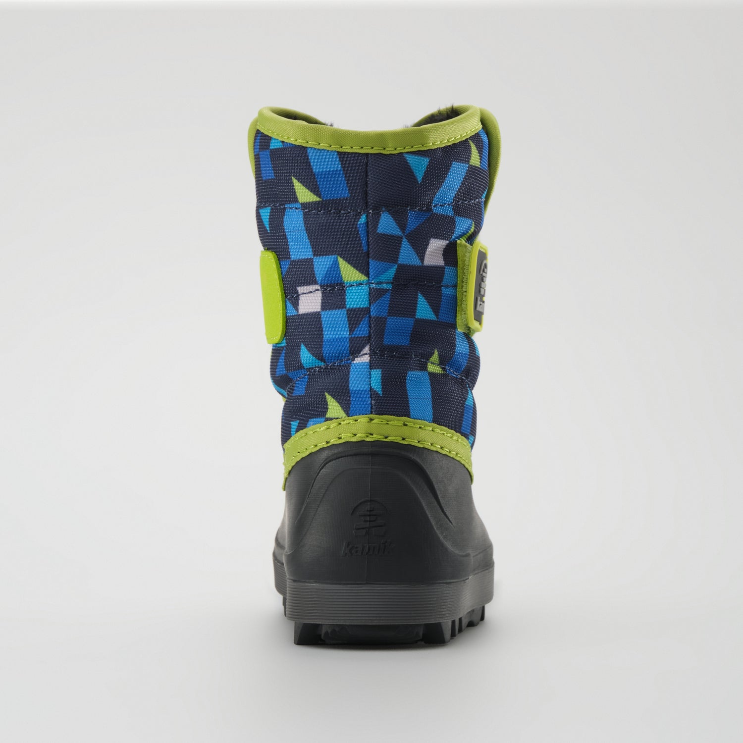 Navy-Lime,Marine-Lime : Snowbug 7 Print Toddlers Winter Boots - Back View