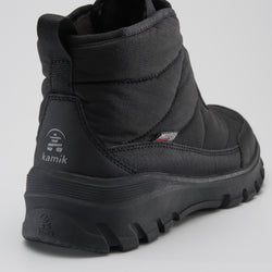 Black,Noir : Snowdon Low Wide Women's Winter Boots - Three-Quarter Back View