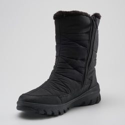 Black,Noir : Snowdon Zip Wide Women's Winter Boots - Three-Quarter Front View