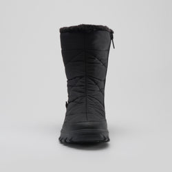 Black,Noir : Snowdon Zip Wide Women's Winter Boots - Front View