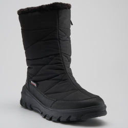 Black,Noir : Snowdon Zip Women's Winter Boots - Three-Quarter Front View