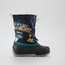 Navy-Yellow,Marine-Jaune : Snowfall P 3 Kids Winter Boots - Side View