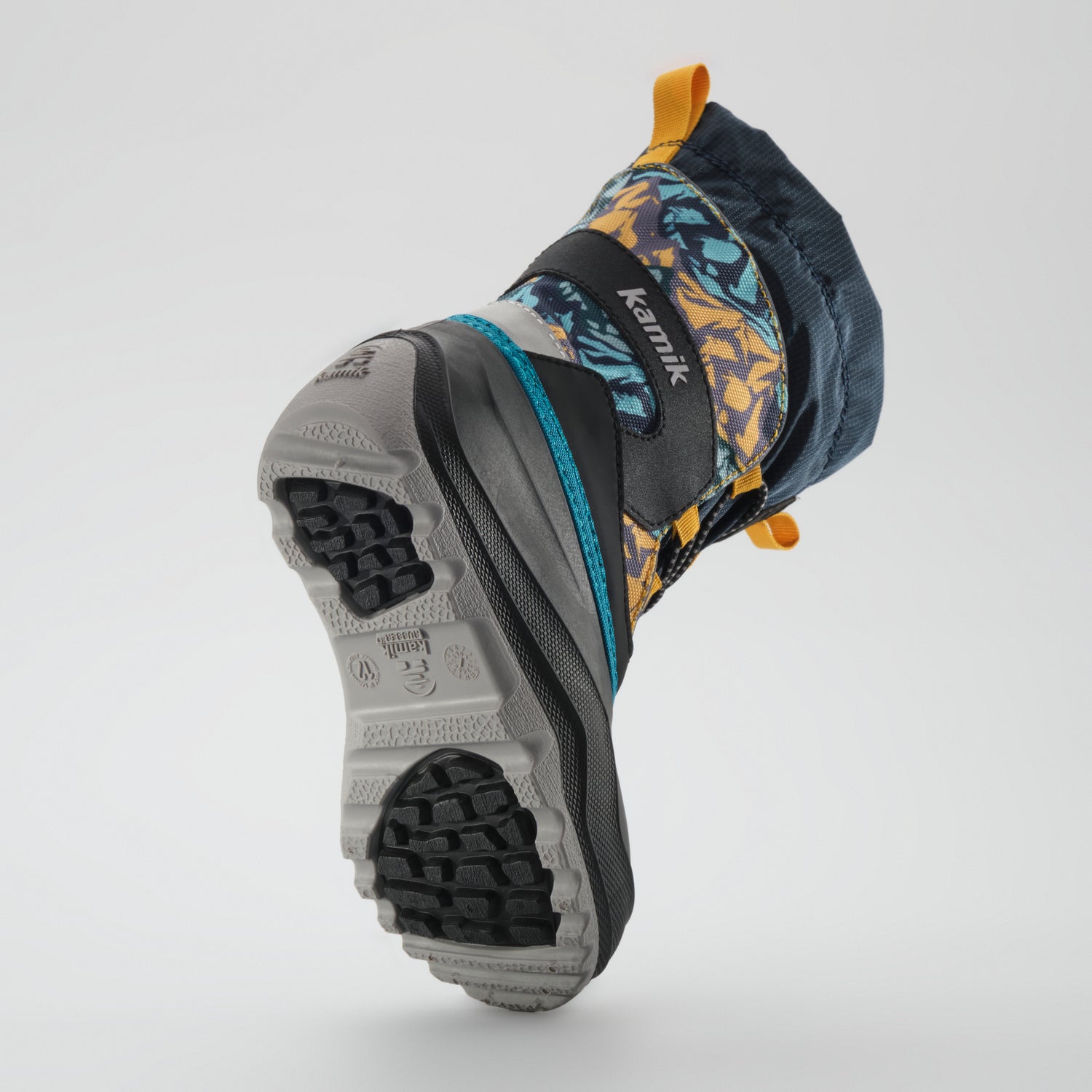 Navy-Yellow,Marine-Jaune : Snowfall P 3 Kids Winter Boots - Outsole View