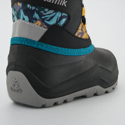 Navy-Yellow,Marine-Jaune : Snowfall P 3 Kids Winter Boots - Close-up Back View