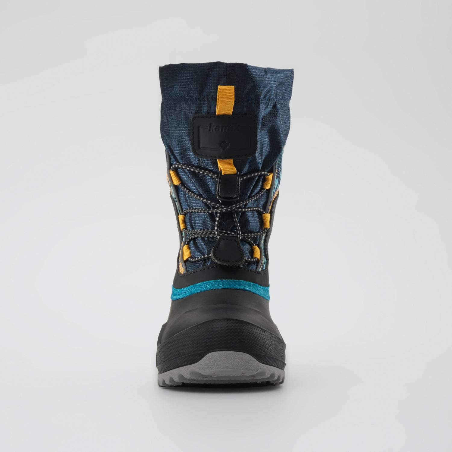 Navy-Yellow,Marine-Jaune : Snowfall P 3 Kids Winter Boots - Front View