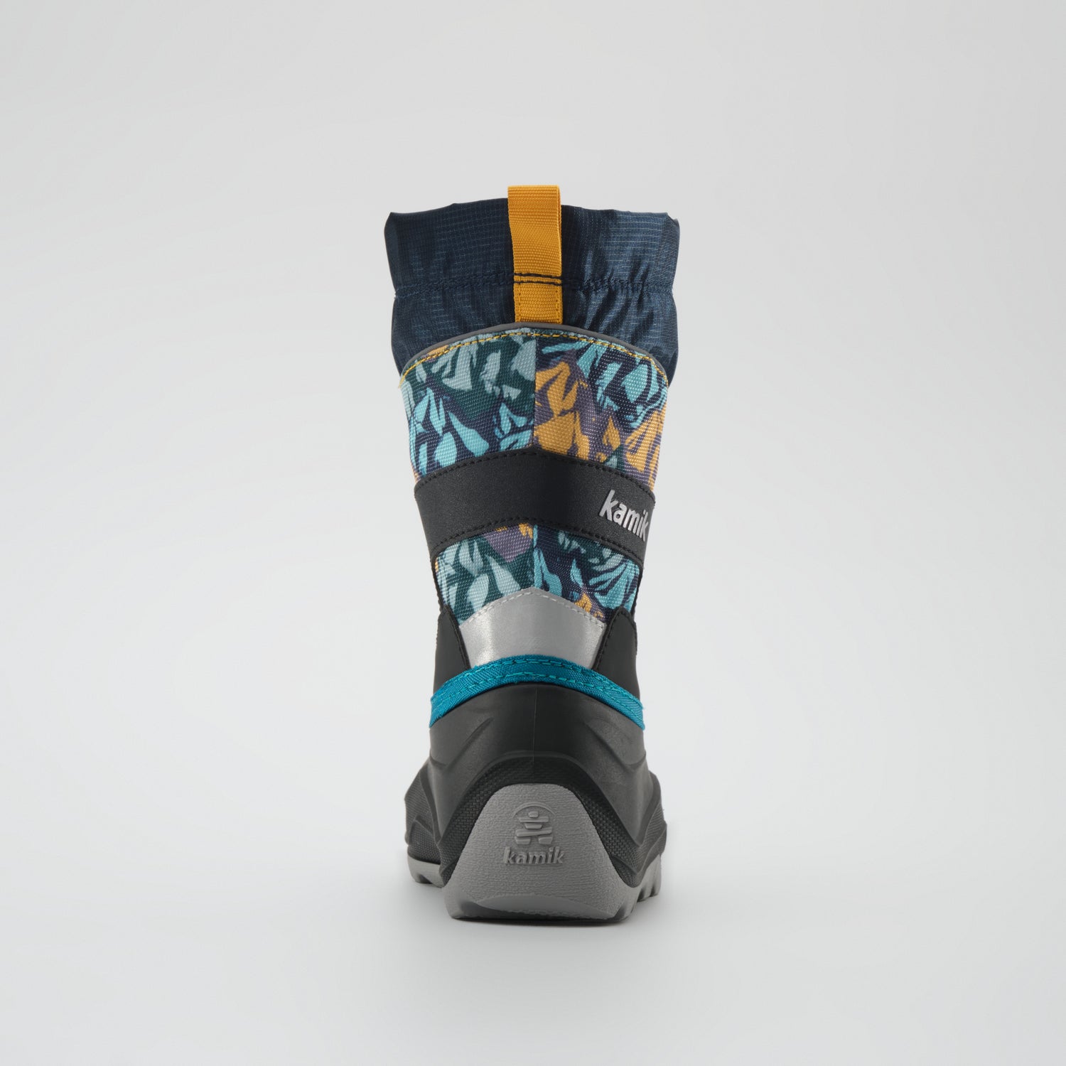 Navy-Yellow,Marine-Jaune : Snowfall P 3 Kids Winter Boots - Back View