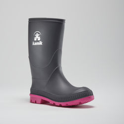 Charcoal-Magenta,Charbon-Magenta : Stomp Kids' Rain Boots - Main View