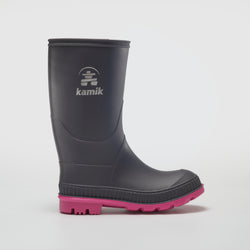 Charcoal-Magenta,Charbon-Magenta : Stomp Kids' Rain Boots - Side View