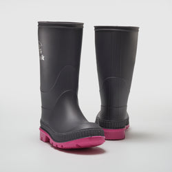 Charcoal-Magenta,Charbon-Magenta : Stomp Kids' Rain Boots - Pair View