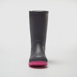 Charcoal-Magenta,Charbon-Magenta : Stomp Kids' Rain Boots - Front View