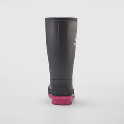 Charcoal-Magenta,Charbon-Magenta : Stomp Kids' Rain Boots - Back View