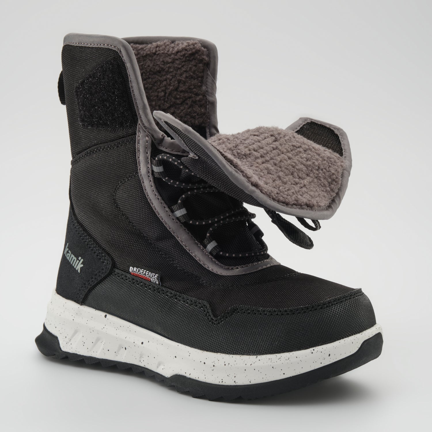Black,Noir : Stormex EZ Kids Winter Boots - Open View