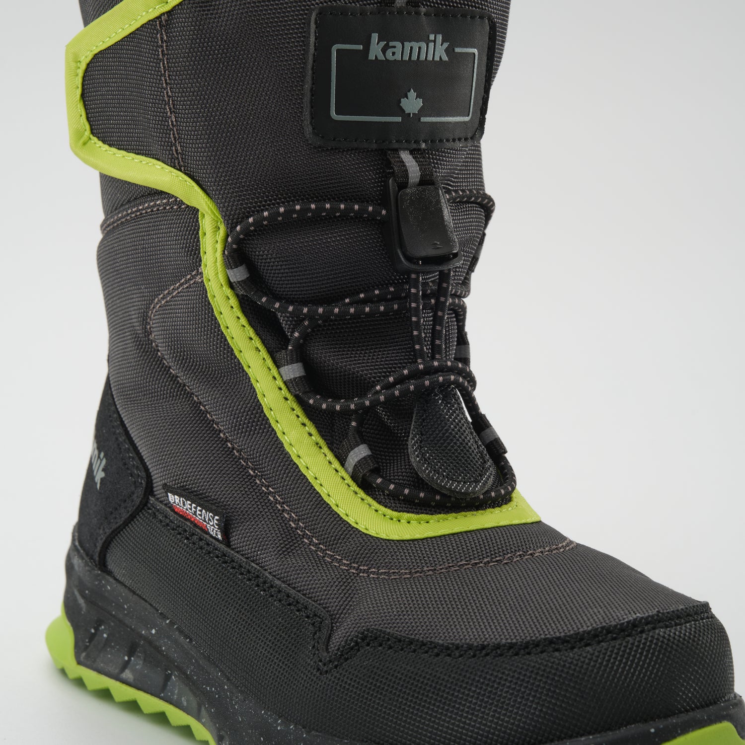 Charcoal-Lime,Charbon-Lime : Stormex EZ Kids Winter Boots - Laces View
