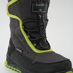 Charcoal-Lime,Charbon-Lime : Stormex EZ Kids Winter Boots - Laces View