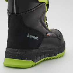 Charcoal-Lime,Charbon-Lime : Stormex EZ Kids Winter Boots - Close-up Back View