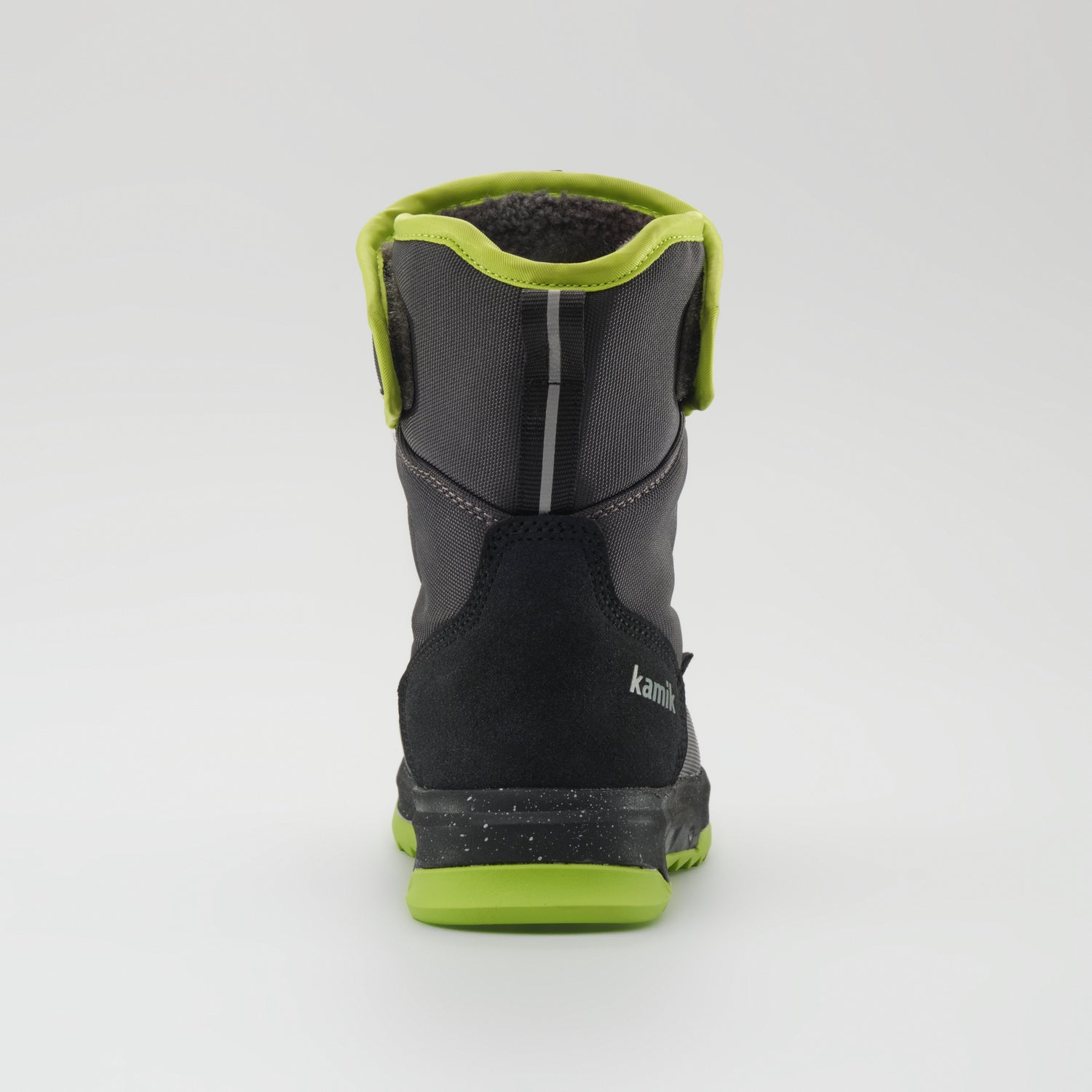 Charcoal-Lime,Charbon-Lime : Stormex EZ Kids Winter Boots - Back View